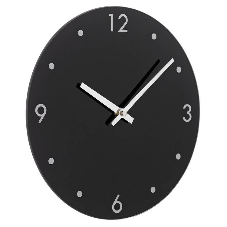 Argos Home round glass wall clock black 25cm, imported from the UK