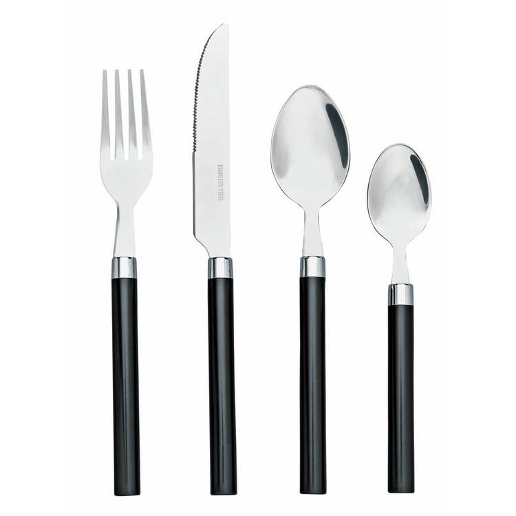 Argos Home 16 piece cutlery set black stainless steel, UK version