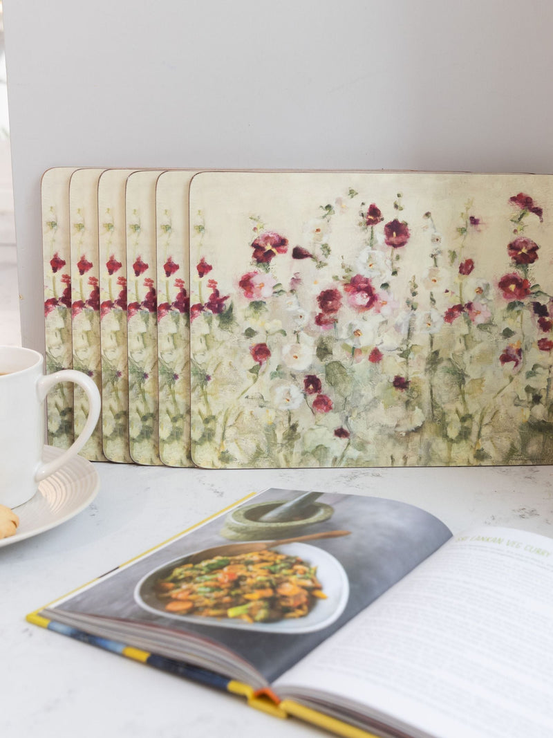 Red Wild Poppy cork-backed placemats set of 6 (British brand)