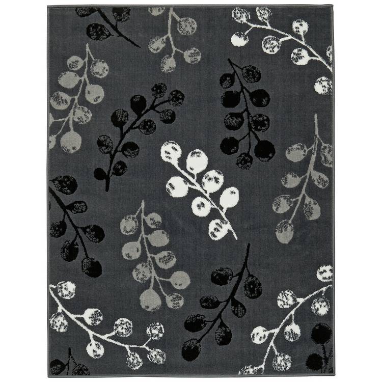 Homemaker Pod Leaf Grey Cut Pile Rug 120x160cm, UK version