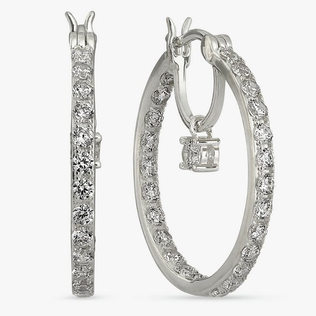 Revere double hoop cubic zirconia earrings 25.3mm - British product
