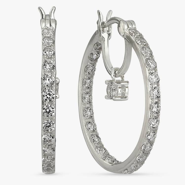 Revere double hoop cubic zirconia earrings 25.3mm - British product