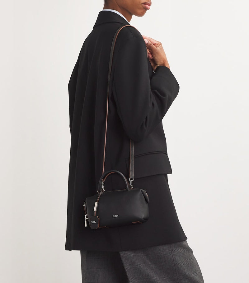 Max Mara small leather satchel bag calfskin suede lining, imported from the UK