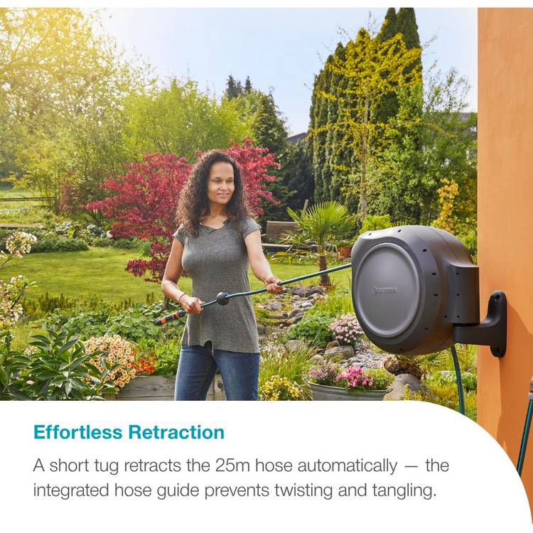GARDENA auto rewind wall mountable hose box 25m - British product