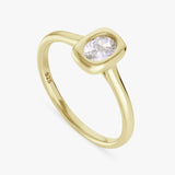 Revere gold plated sterling silver ring with cubic zirconia, medium, imported from the UK