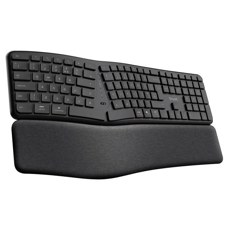 Trust ergonomic wireless keyboard black, UK version