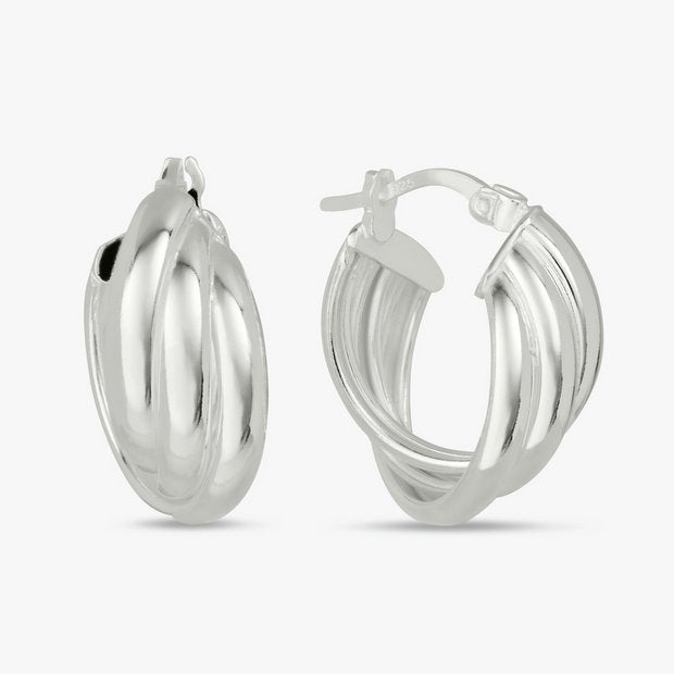 Revere sterling silver three layered hoop earrings, imported from the UK