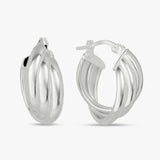 Argos Revere Sterling Silver Three Layered Hoop Earrings- Buy online at McGrocer