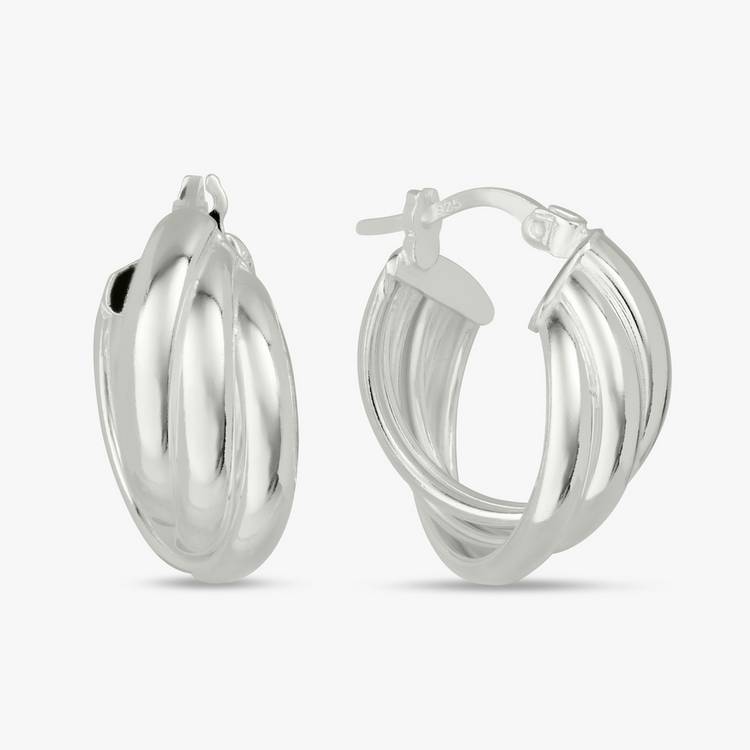 Revere sterling silver three layered hoop earrings, imported from the UK