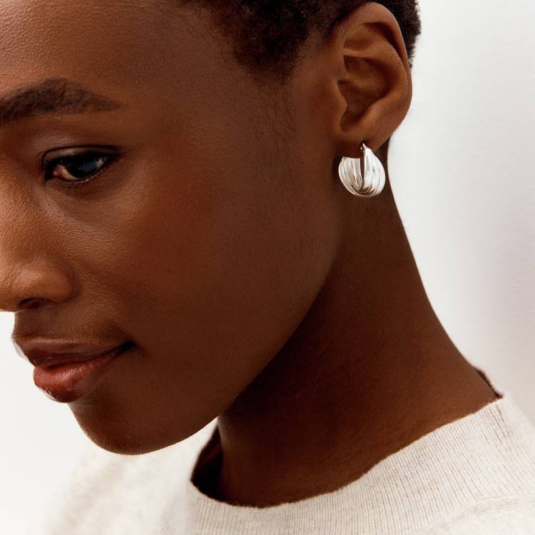 Revere sterling silver three layered hoop earrings, imported from the UK