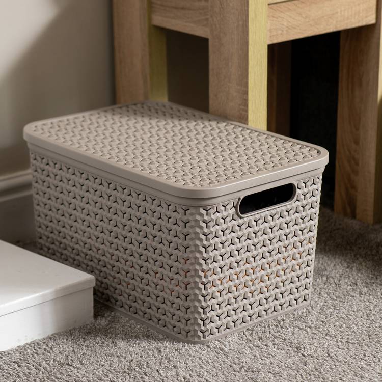 Strata storage baskets set of 3 with lids mocha, UK version