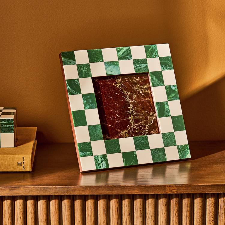 Habitat checkered green resin picture frame 5x5 inches (British brand)