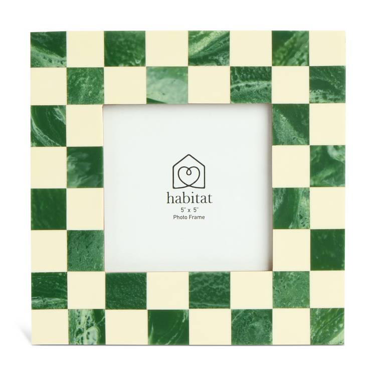 Habitat checkered green resin picture frame 5x5 inches (British brand)