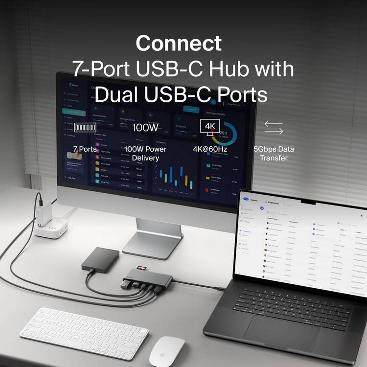 Belkin 7 Port USB-C Hub with HDMI and SD slot, imported from the UK