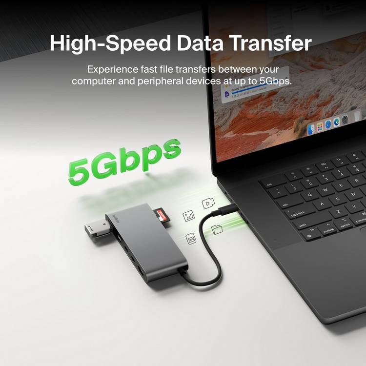 Belkin 7 Port USB-C Hub with HDMI and SD slot, imported from the UK