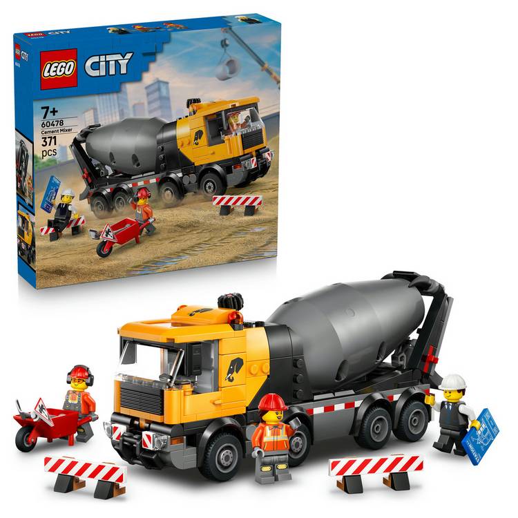 LEGO City Cement Mixer Truck construction toy 371 pieces 9 cm high, imported from the UK