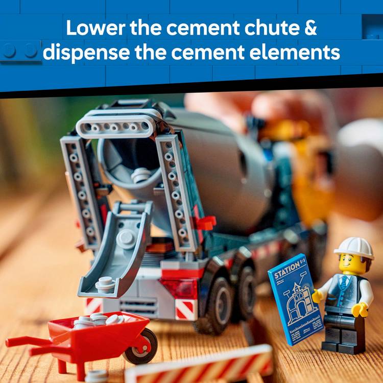 LEGO City Cement Mixer Truck construction toy 371 pieces 9 cm high, imported from the UK