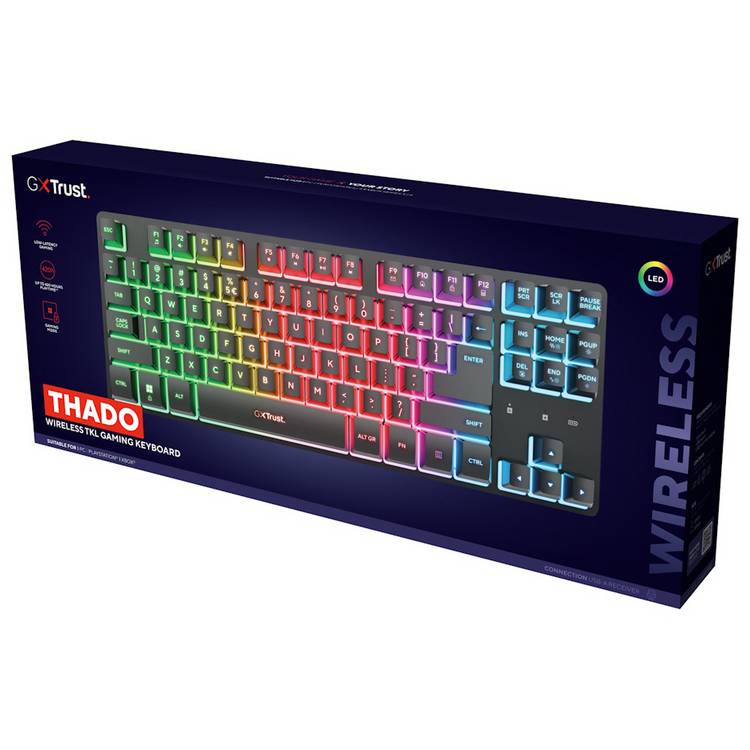 GXTrust 831 Thado TKL Black gaming keyboard, imported from the UK