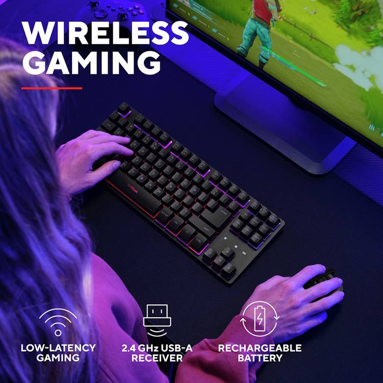 GXTrust 831 Thado TKL Black gaming keyboard, imported from the UK