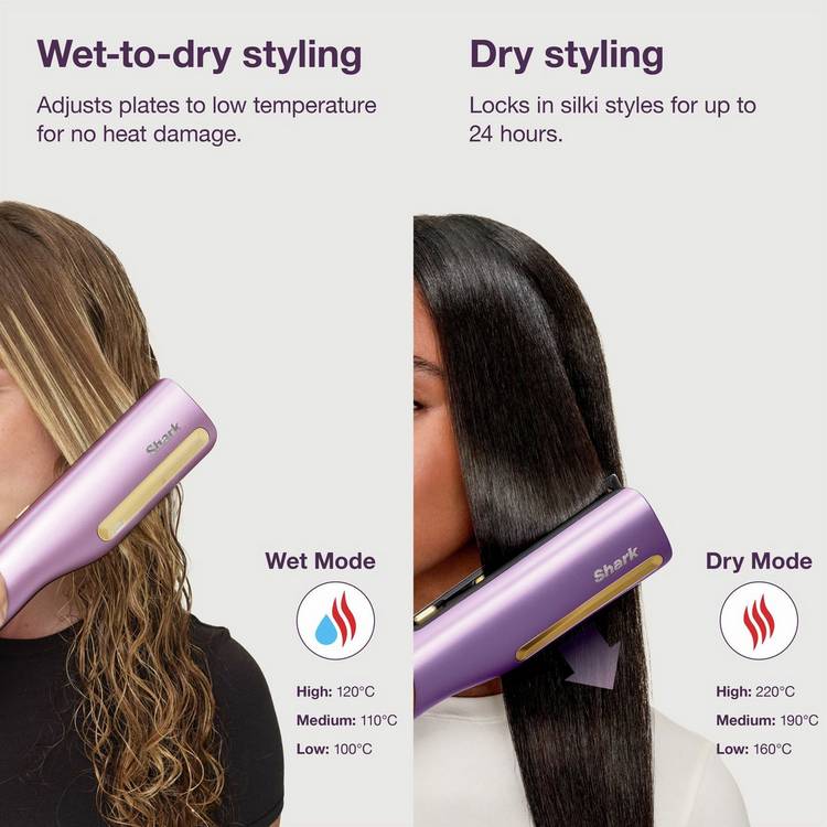 Shark SilkiPro Straight hair styler Plum Satin, UK version
