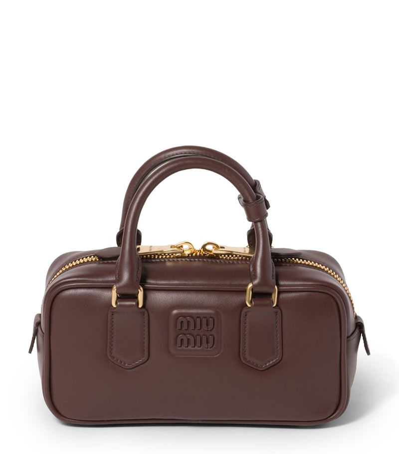 Miu Miu Arcadie top-handle bag calfskin leather, imported from the UK