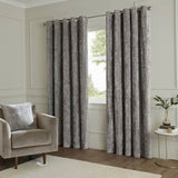Paoletti Lustre Velvet eyelet curtains pewter 117x137cm - British product