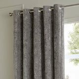 Paoletti Lustre Velvet eyelet curtains pewter 117x137cm - British product