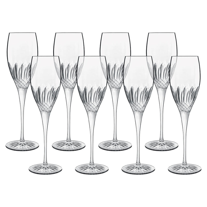 Luigi Bormioli crystal flute glasses 8 pack 220ml, UK version