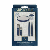 Aristocrat stainless steel grooming set with five tools, imported from the UK