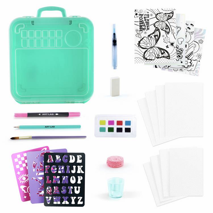 Art Lab watercolour case with paints and tools - British product