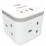 Fellowes Power Cube white with 3 sockets and 2m cable (British brand)
