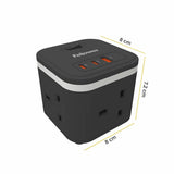 Fellowes Power Cube 3 Socket 2m USB-A USB-C, UK version