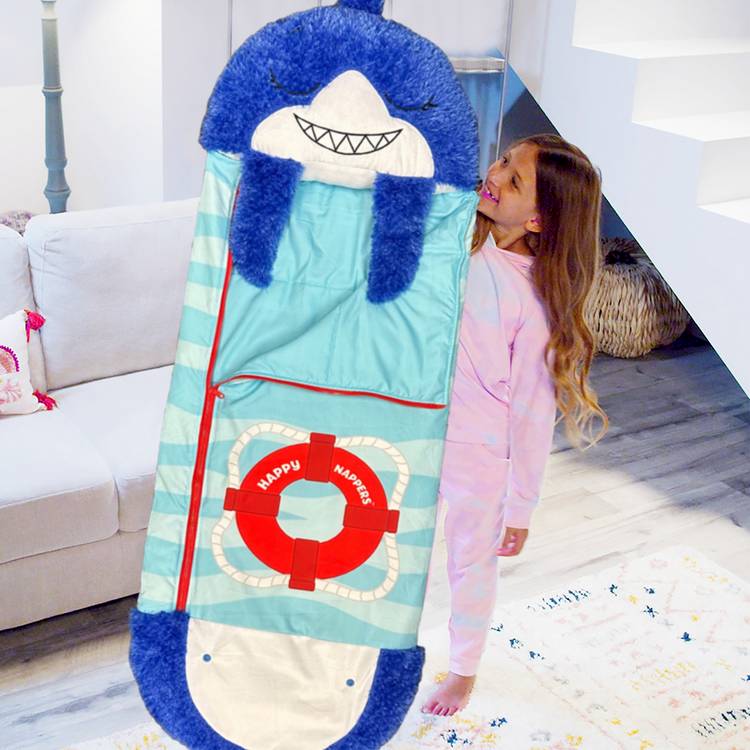Happy Nappers Blue Shark plush toy sleeping bag Medium - British product