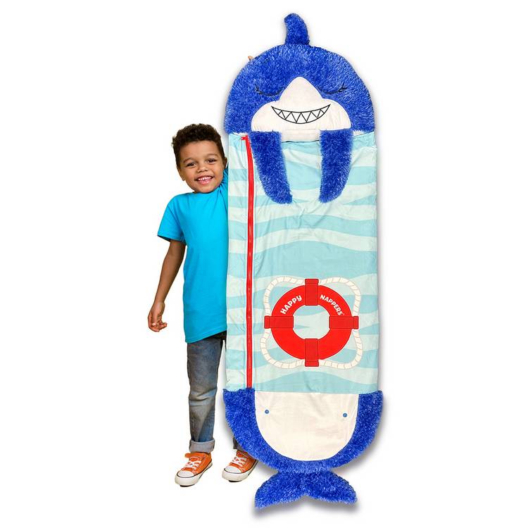Happy Nappers Blue Shark plush toy sleeping bag Medium - British product