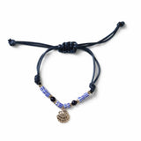 Freedom shell charm blue adjustable cord bracelet, UK version