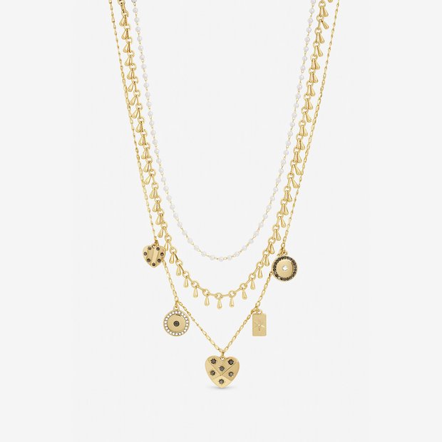 Lipsy gold plated celestial charm multirow necklace - British product