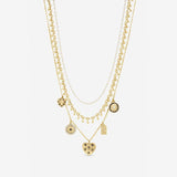 Lipsy gold plated celestial charm multirow necklace - British product