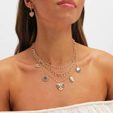 Lipsy gold plated celestial charm multirow necklace - British product