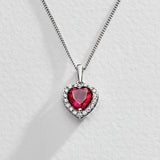 Revere sterling silver ruby cubic zirconia heart pendant, UK version