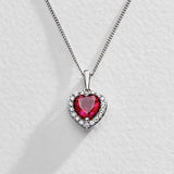 Argos Revere Sterling Silver Ruby Colour Heart Pendant Necklace 45cm- Buy online at McGrocer