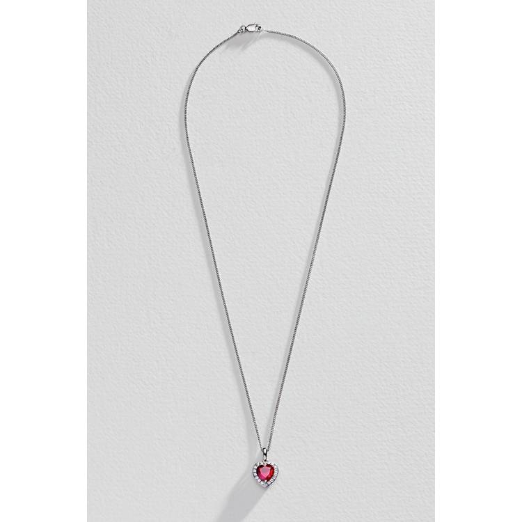 Revere sterling silver ruby cubic zirconia heart pendant, UK version