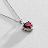 Revere sterling silver ruby cubic zirconia heart pendant, UK version