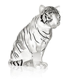 Lalique crystal tiger sculpture in sitting pose, UK version