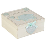 Petit Cheri blue keepsake box with hearts and elephants, imported from the UK
