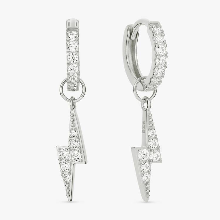 Revere sterling silver lightning bolt huggies earrings 18mm, imported from the UK