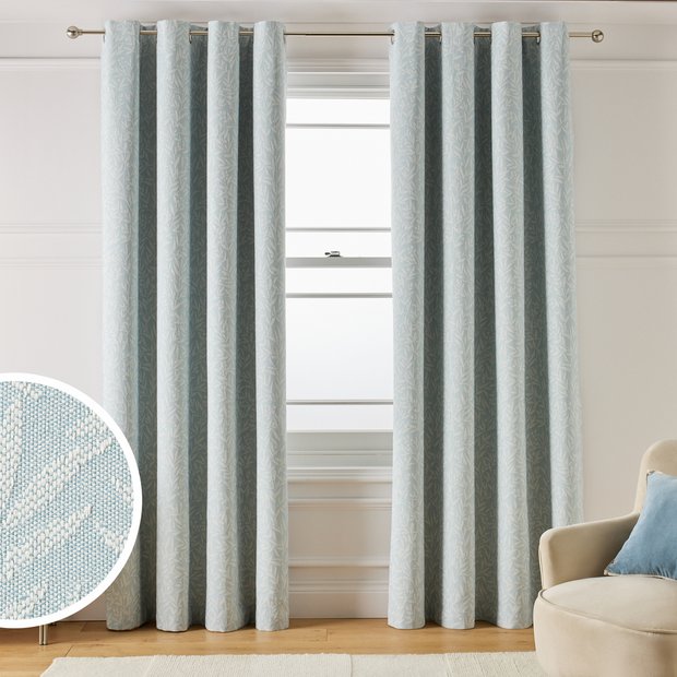 Argos Home blackout jacquard eyelet curtains blue 117x137cm - British product