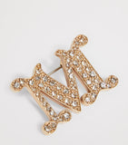 Max Mara embellished monogram brooch with crystals - British product