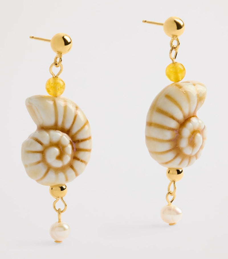 Anni Lu Seaside Earrings gold-plated porcelain shell, imported from the UK