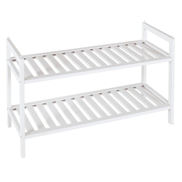 Habitat bamboo shoe rack 2 shelf white (British brand)