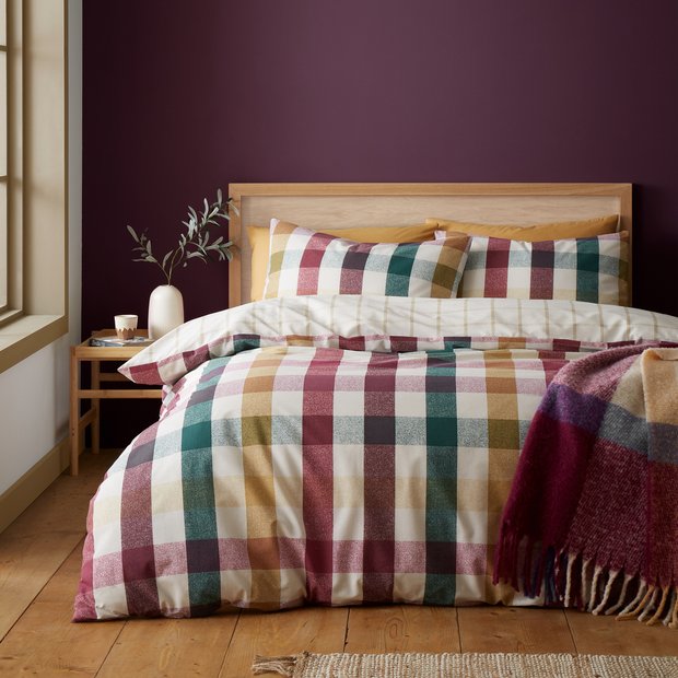 Catherine Lansfield autumn check bedding set double, imported from the UK